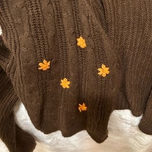 crochet long sleeve flower fall top